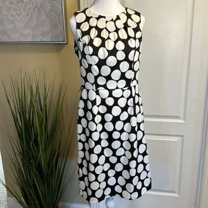 Dress Barn Brown & White Polka Dot Sleeveless Midi Dress - Size 10